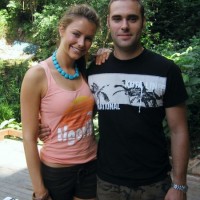 Nigel with Miss Universe Jennifer Hawkins at AJ Hackett bungy site